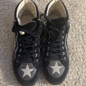 CHANEL BLACK HIGH TOP ZIP-UP STARS